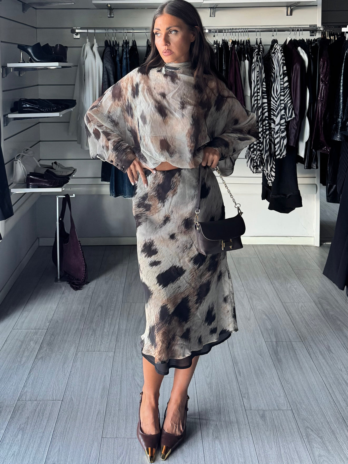 Lumina gonna midi animalier