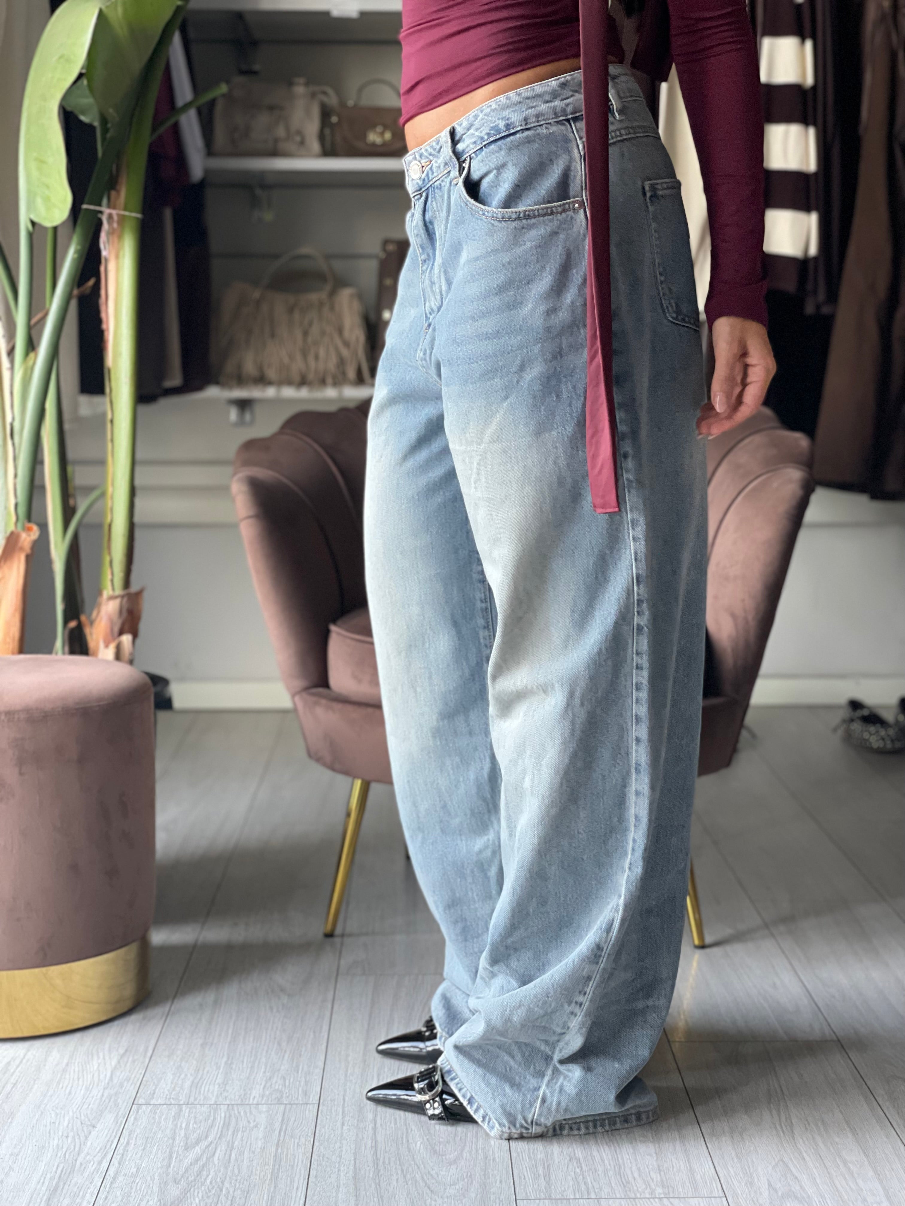 JEANS WIDE LEG CHIARO