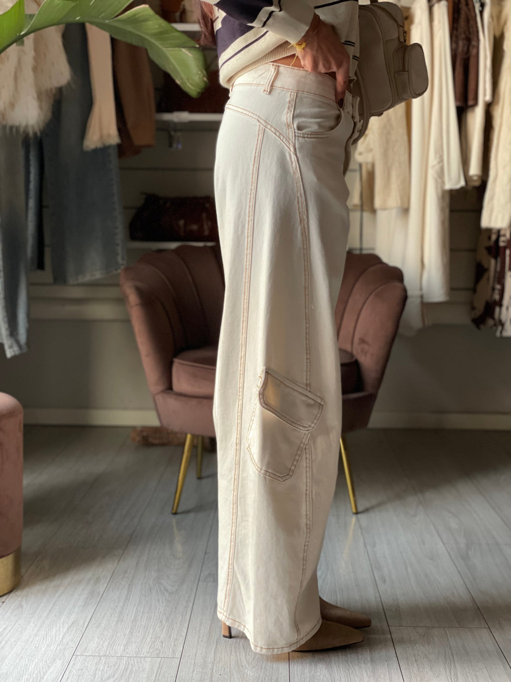 CARGO DENIM BALLOON Justwest Ivory