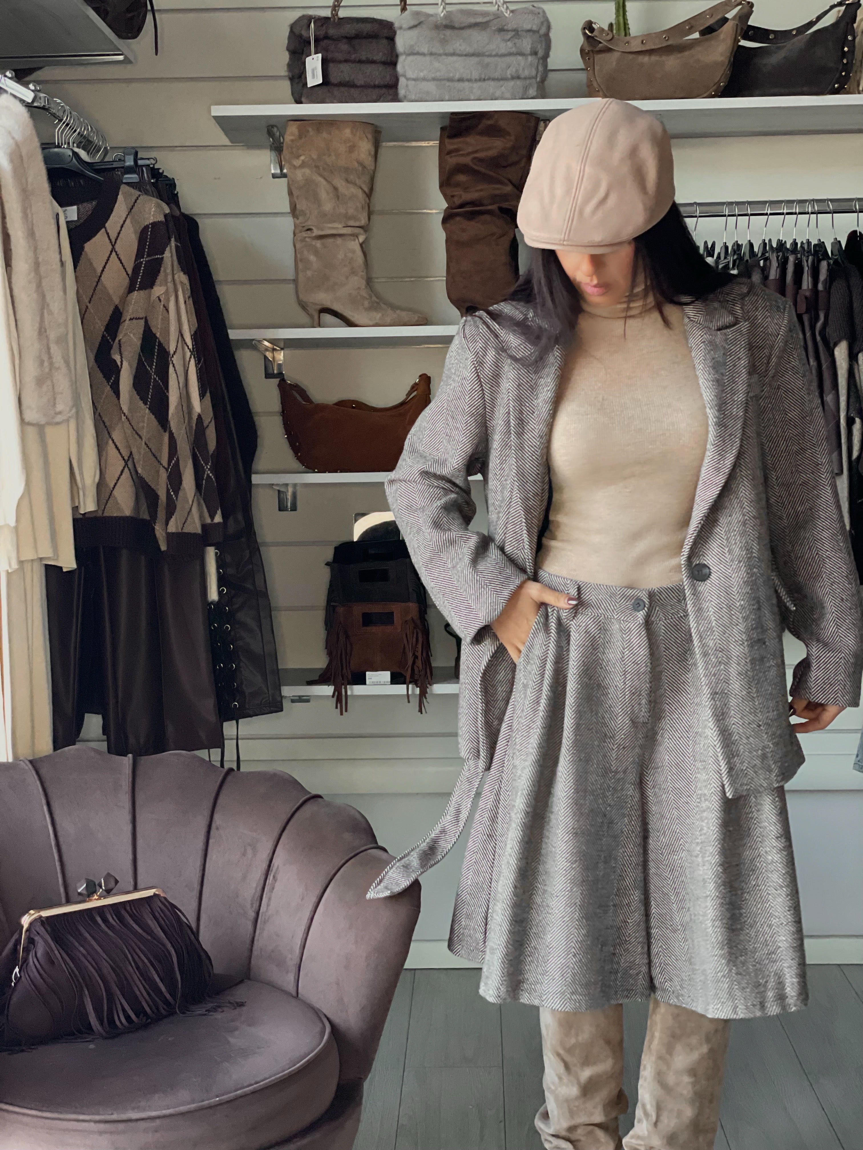 SHELBY SET COMBINATO Blazer & Bermuda in tweed Brown