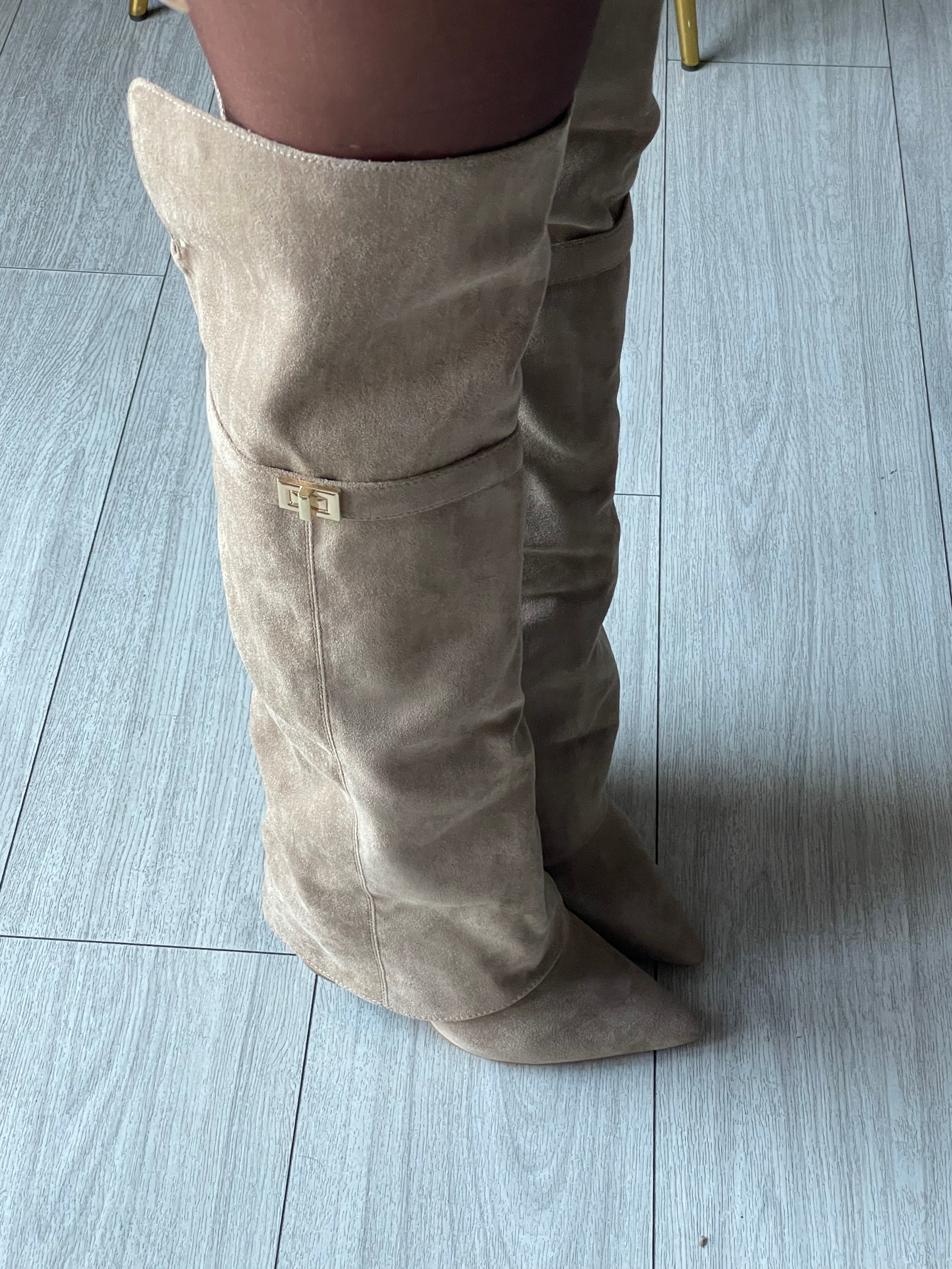 CAMI STIVALE OVERKNEE CON RISVOLTO Beige