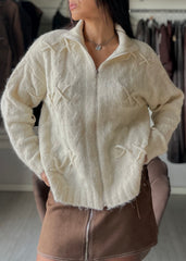 MAGLIONE CON TRECCE MEZZA ZIP