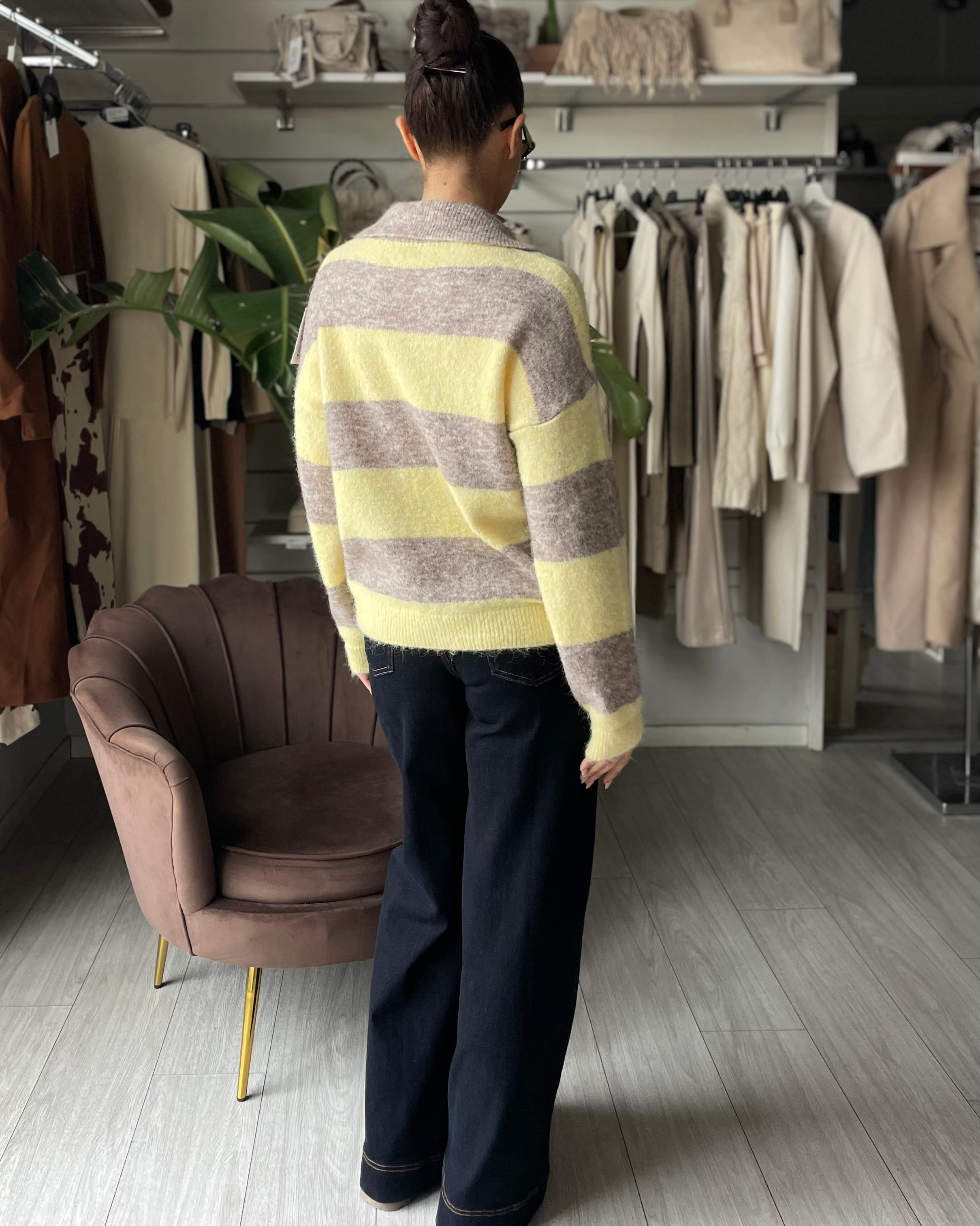 PULL STRIPES YELLOW MISTO LANA