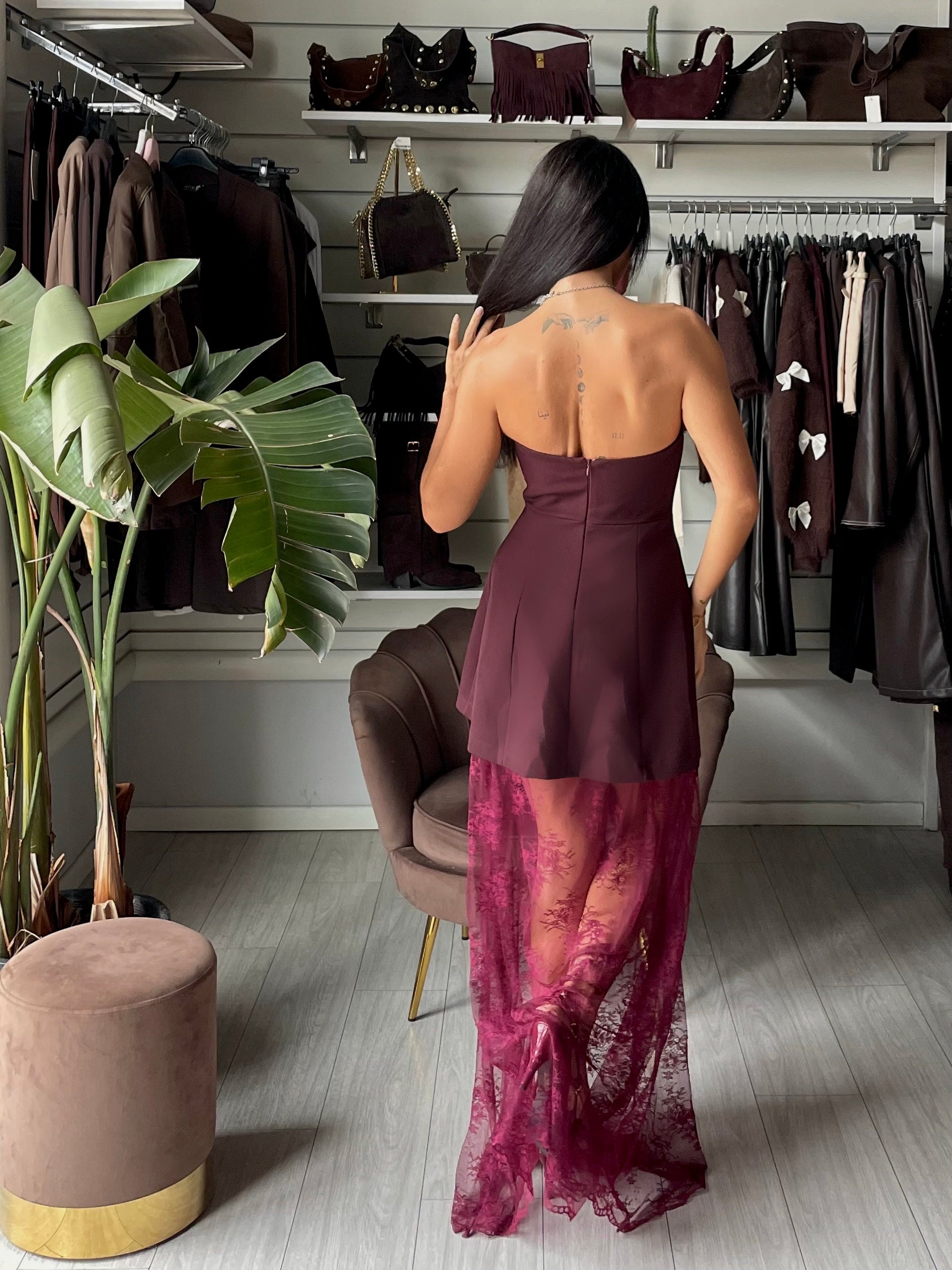 ABITO COMBINATO IN PIZZO Lumina Bordeaux