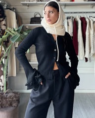 CARDIGAN ROUCHES NERO