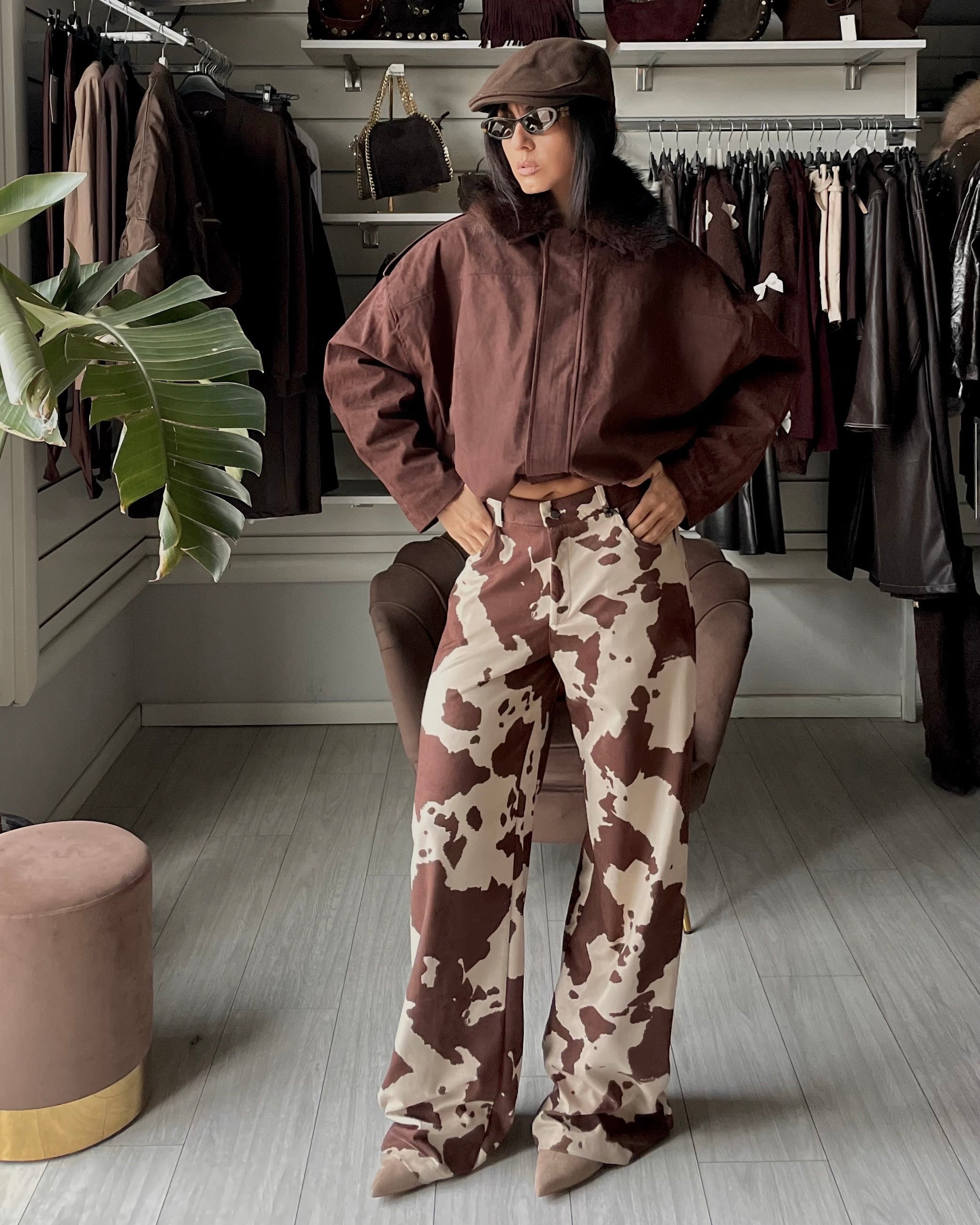 BOMBER SUEDE CHOCO CON ECOFUR