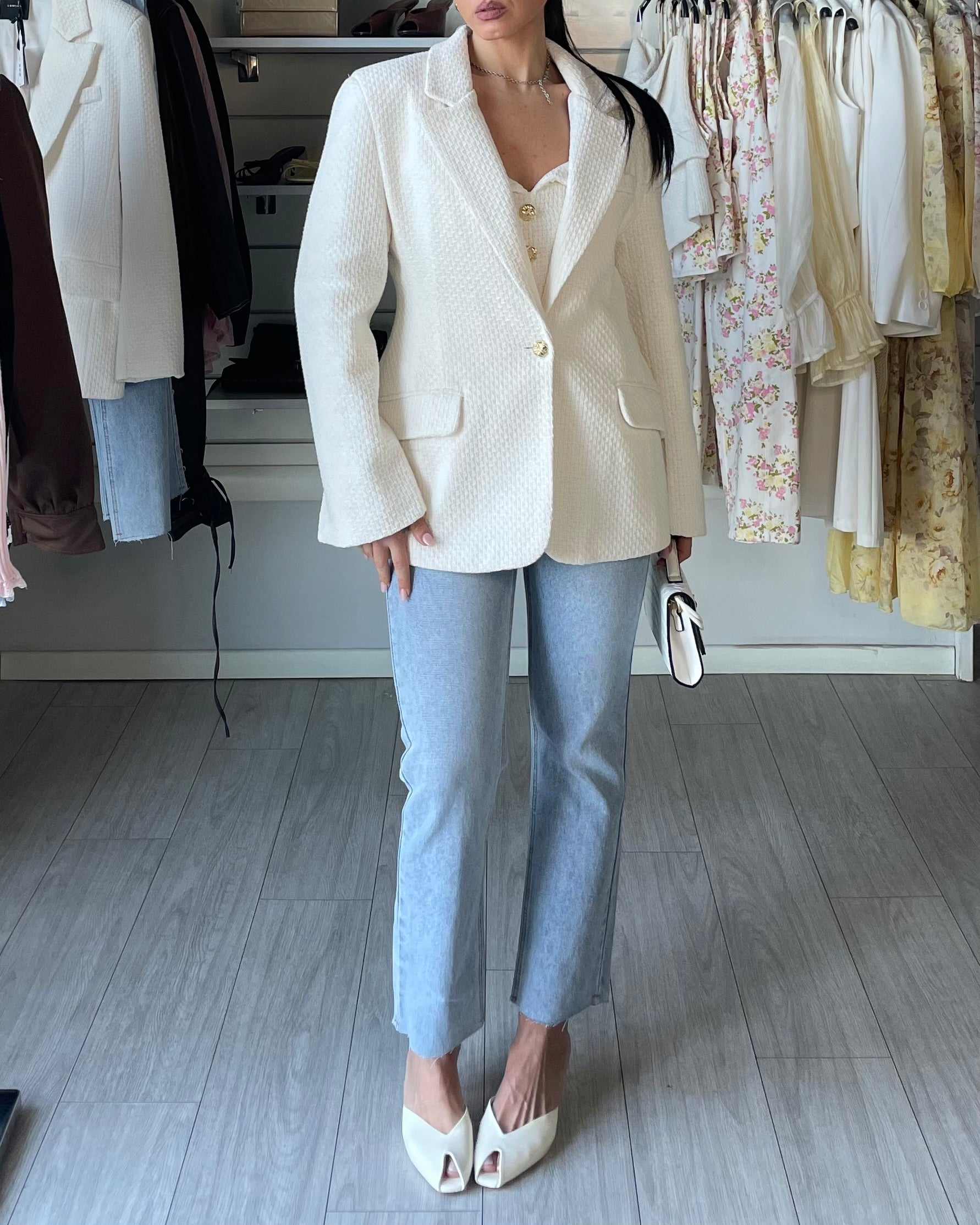 Blazer in tweed panna Lumina