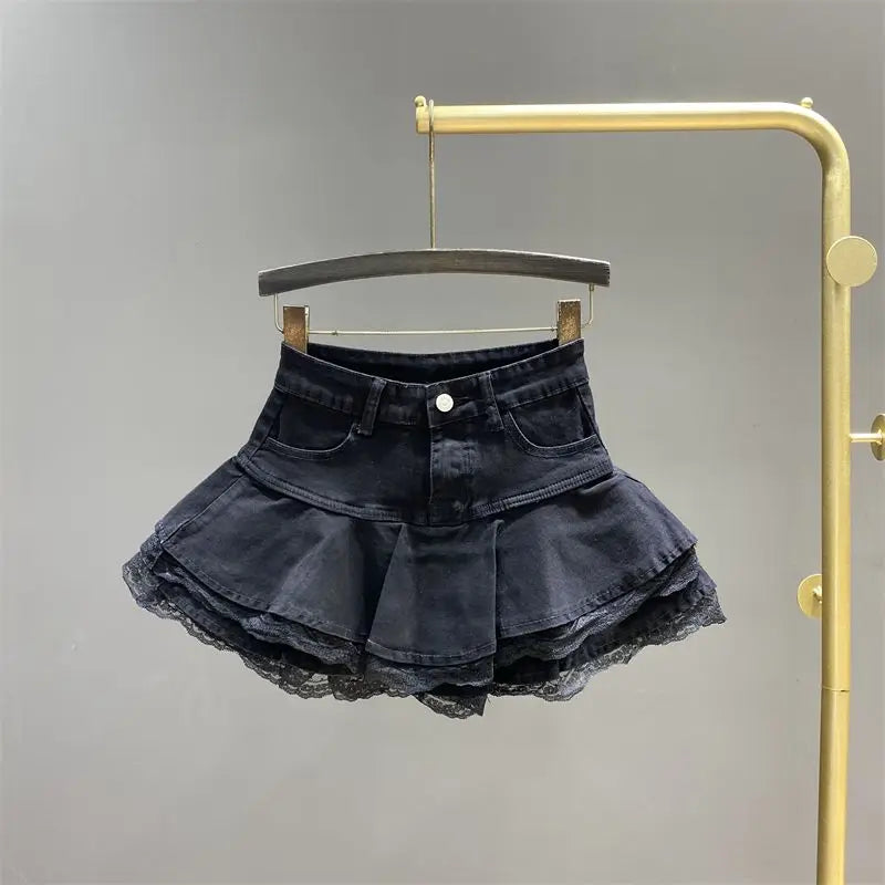 Gonna short  Hotsweet in denim con ricami