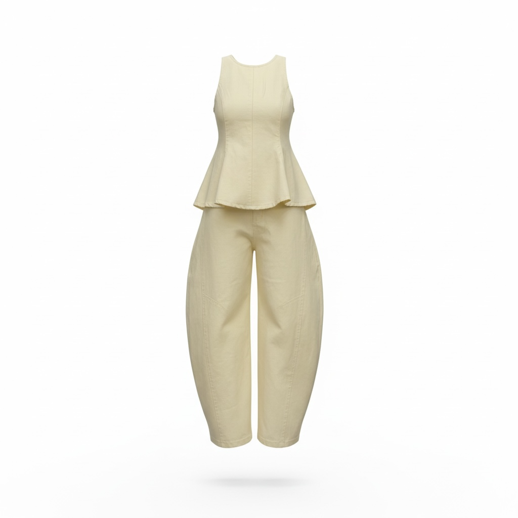 Top peplum in denim butter yellow
