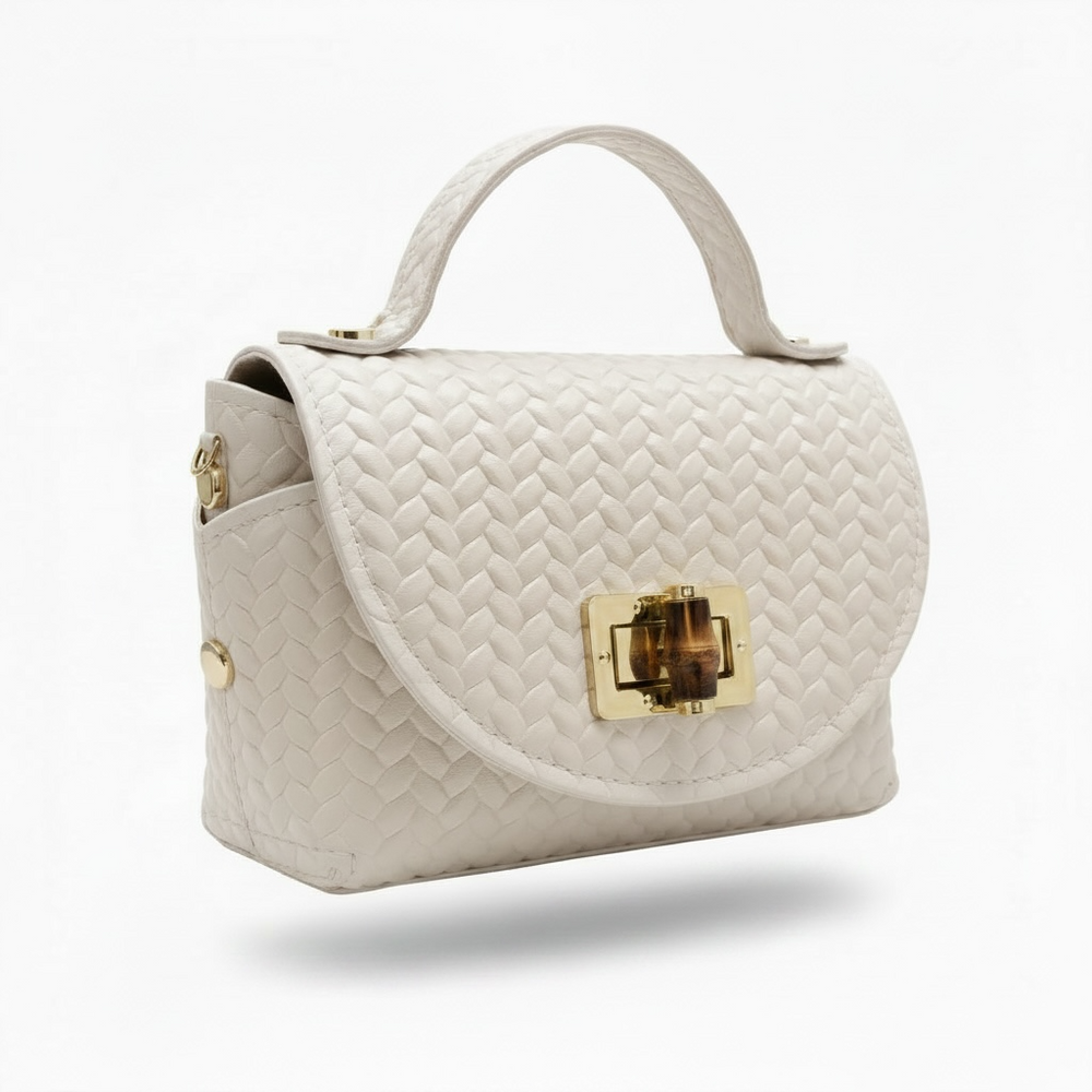 Mini Bag in pelle intreccio Crema