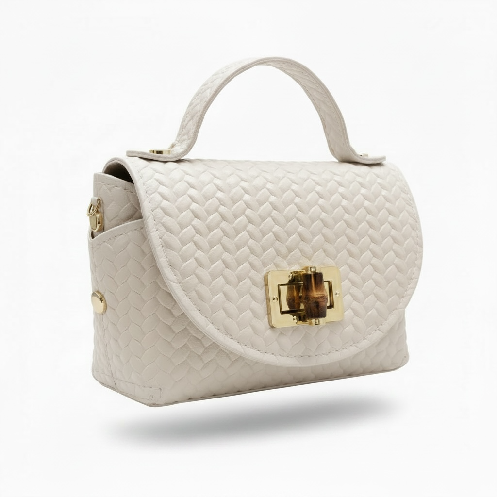 Mini Bag in pelle intreccio Crema