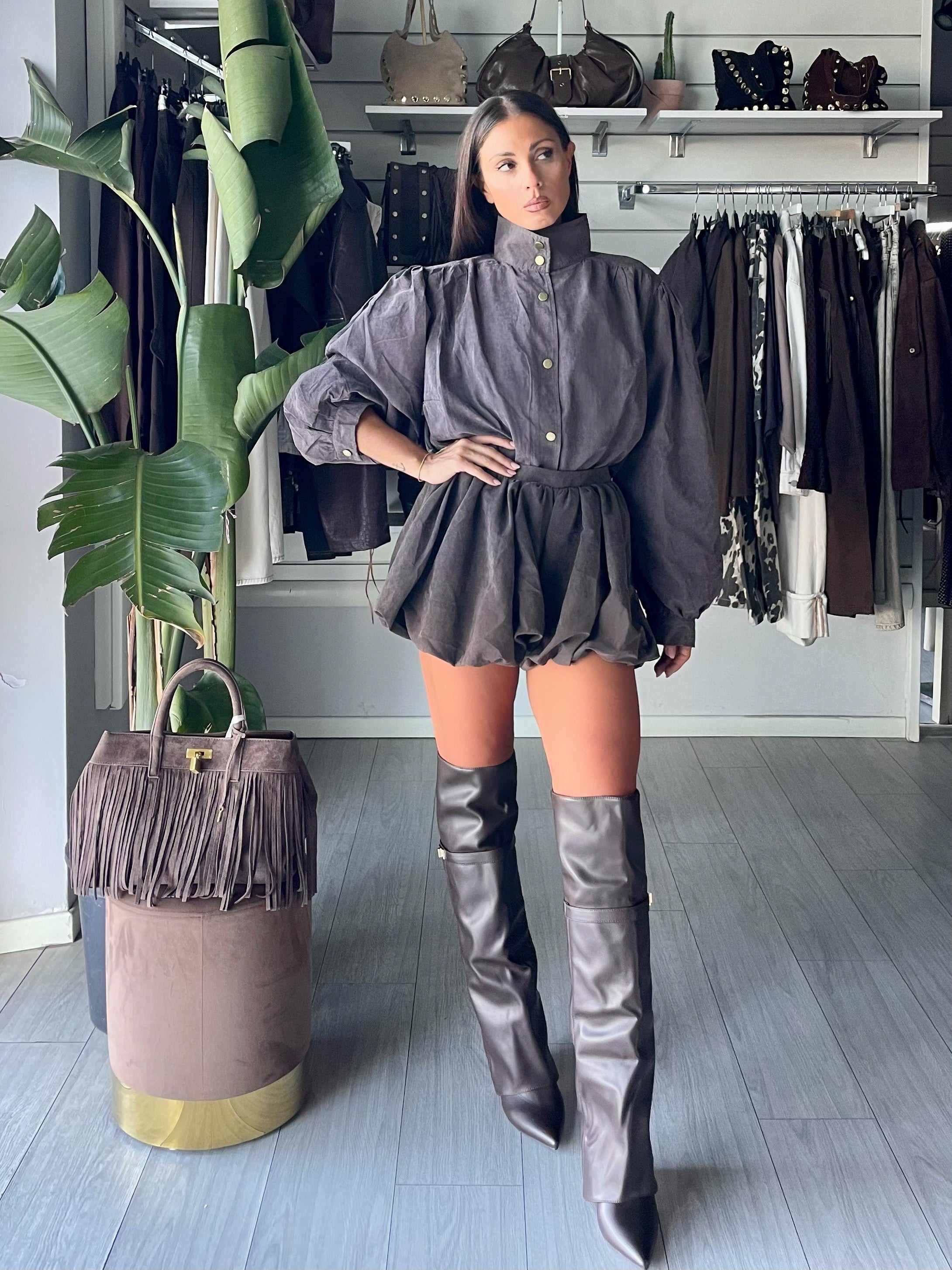 GIACCA IN SUEDE TORTORA