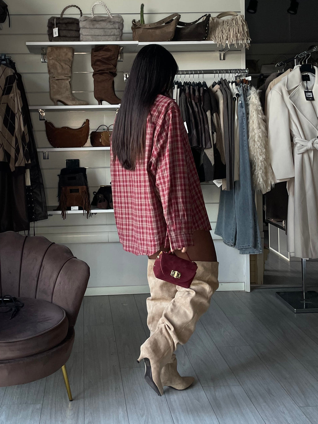 SLOUCHY STIVALE SCAMOSCIATO BEIGE