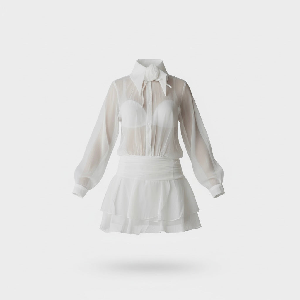Dress Shanty  con gonna a balze bianco