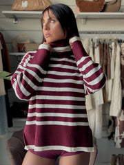 PULLOVER DOLCEVITA A RIGHE Bordeaux