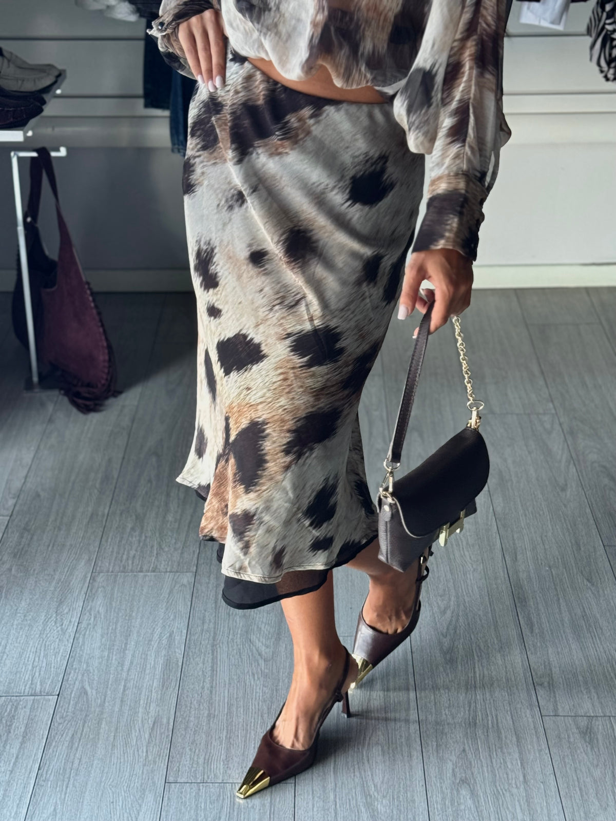 Lumina gonna midi animalier