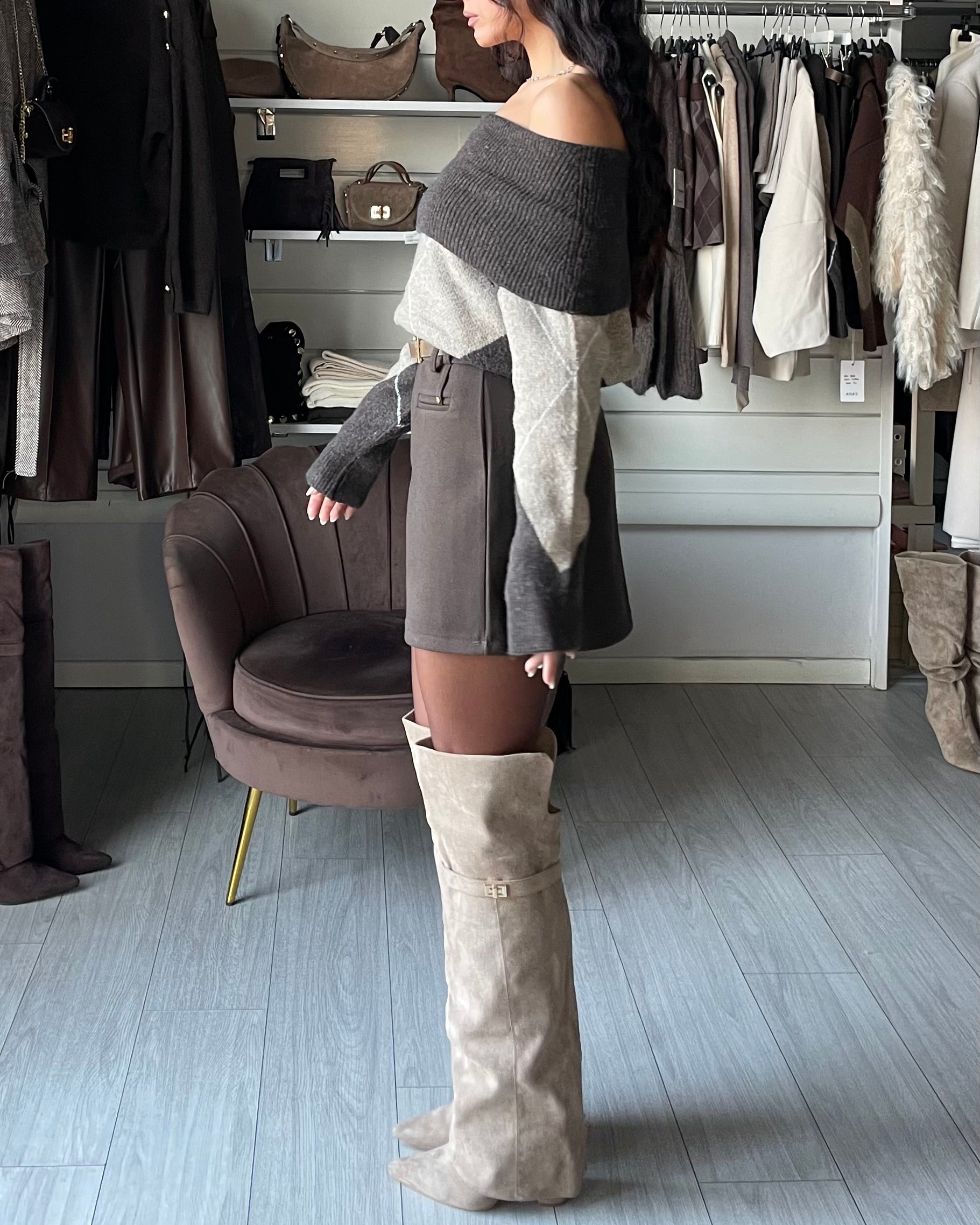 GONNA PANTALONCINO CON CINTURA Coffee