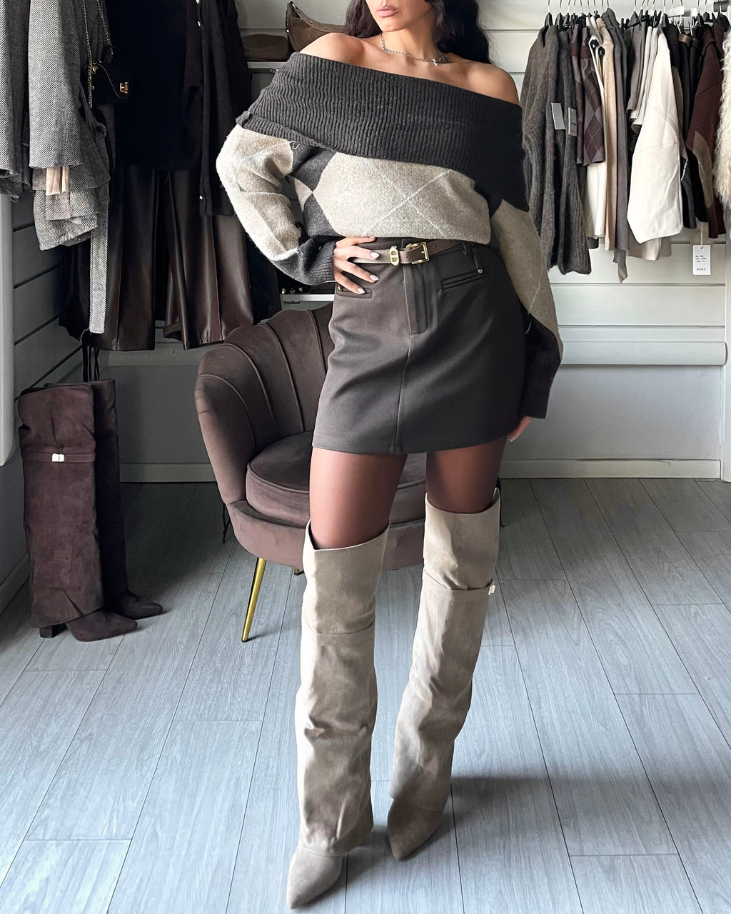 GONNA PANTALONCINO CON CINTURA Coffee