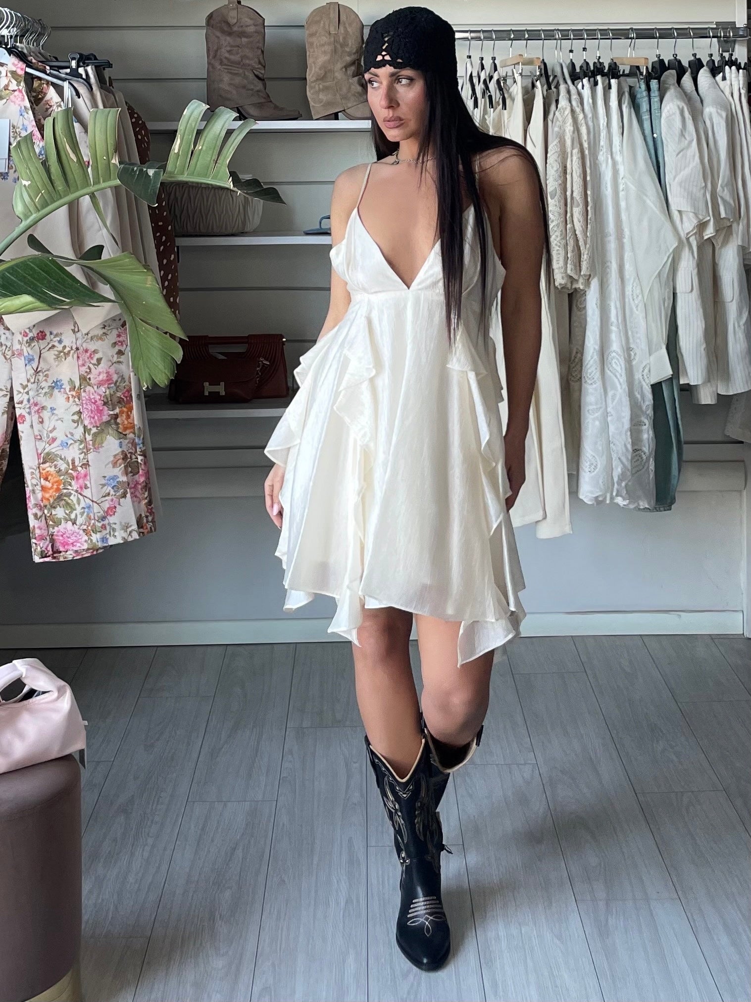 Mini dress rouches Lumina burro