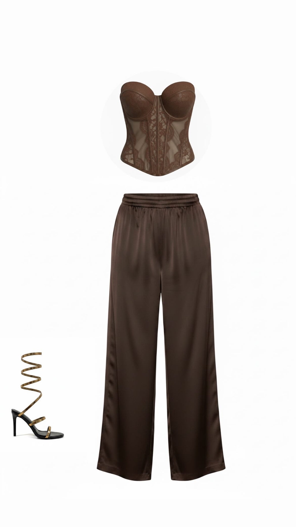 Pantalone in raso Marrone