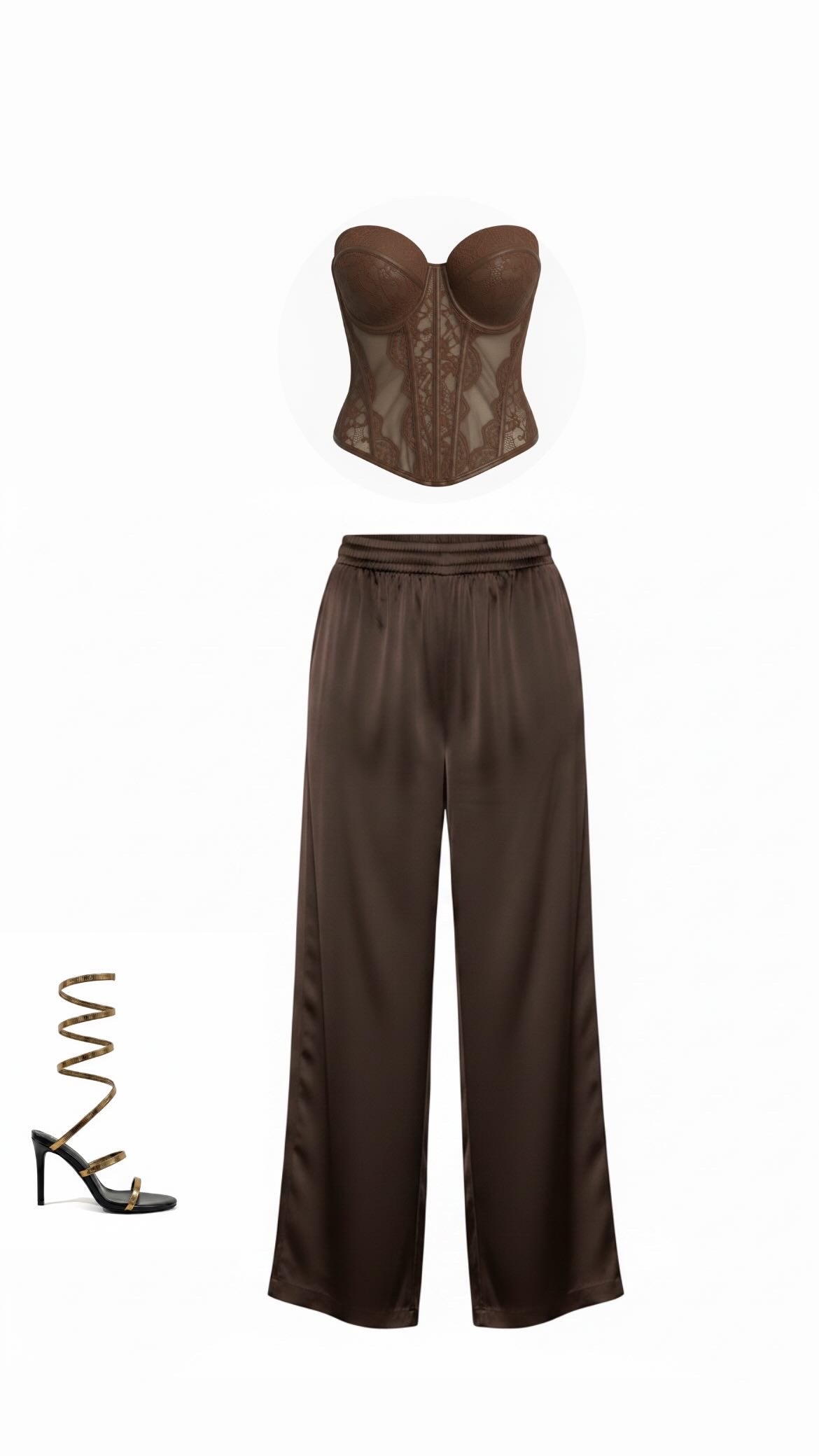 Pantalone in raso Marrone