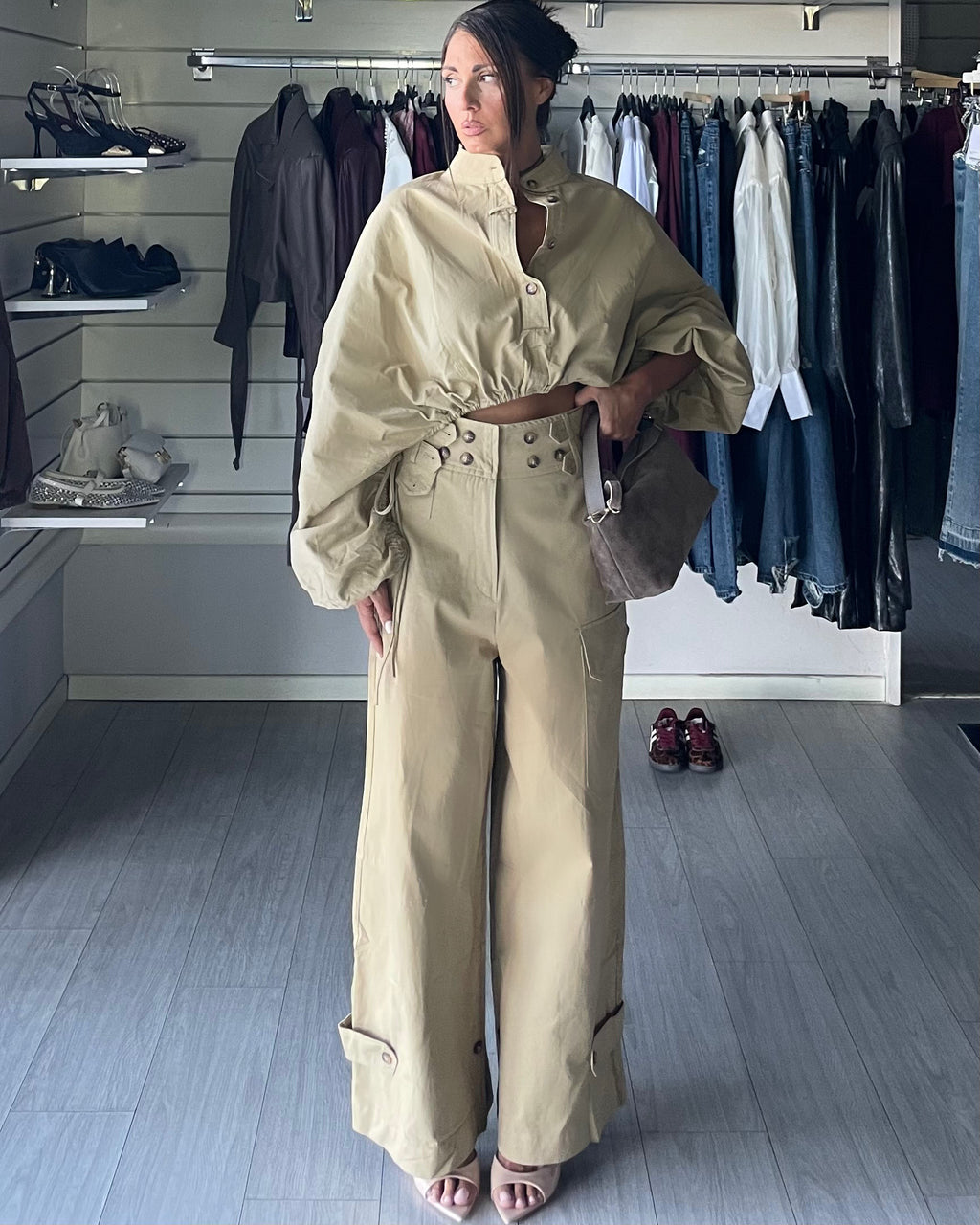 Pantalone cargo Rebellion beige