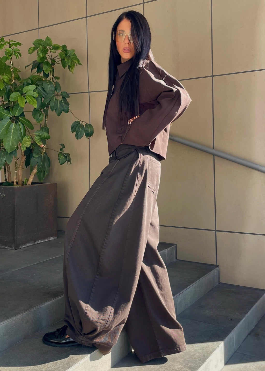 BIG DENIM BALLOON BROWN