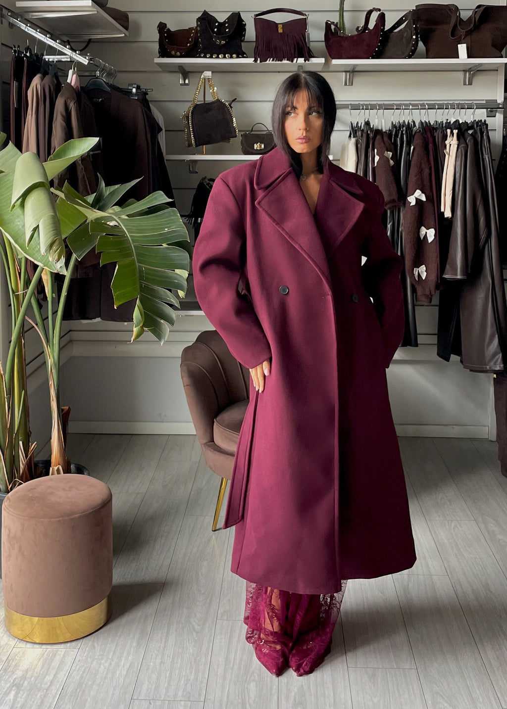 OVERSIZE COAT LUMINA Bordeaux
