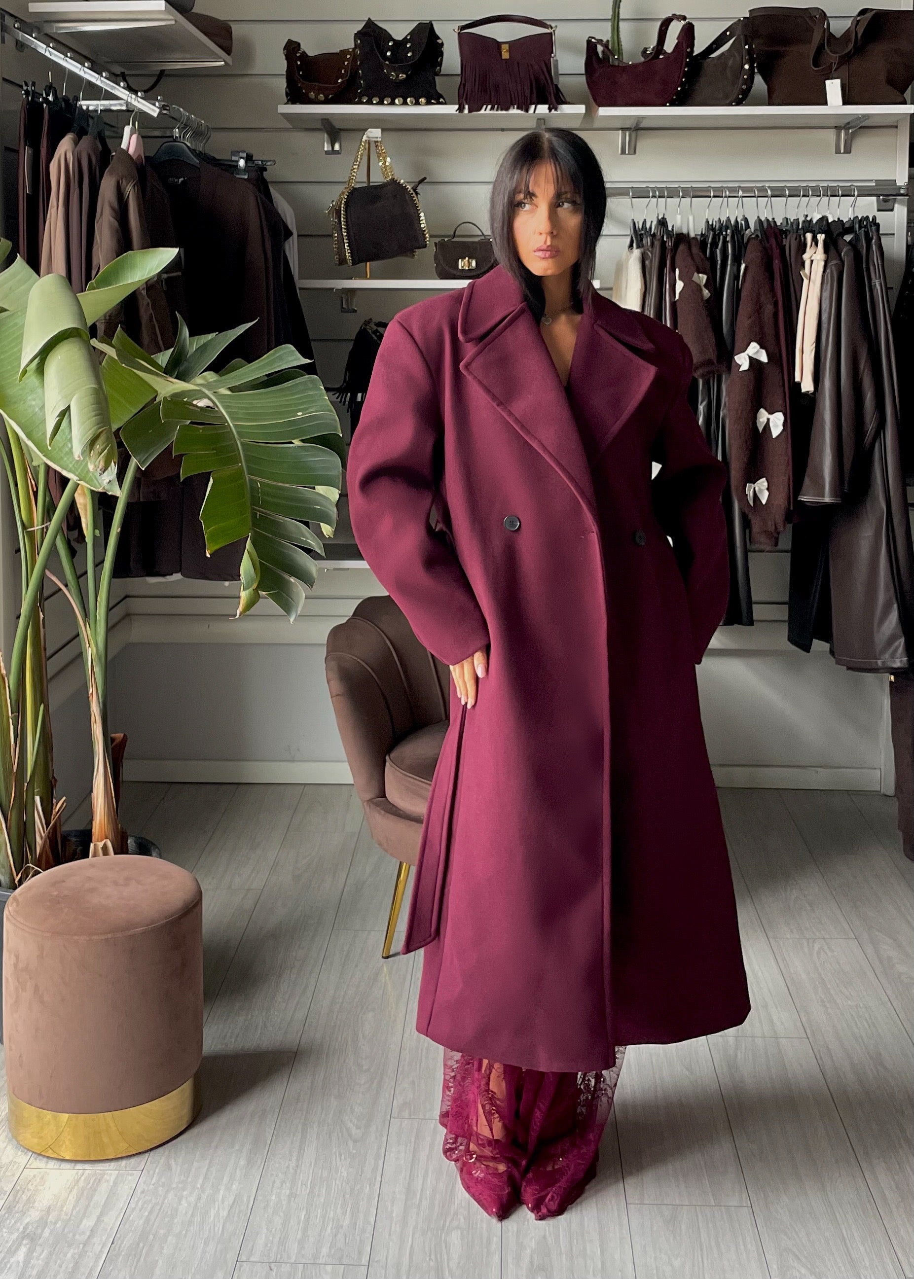 OVERSIZE COAT LUMINA Bordeaux