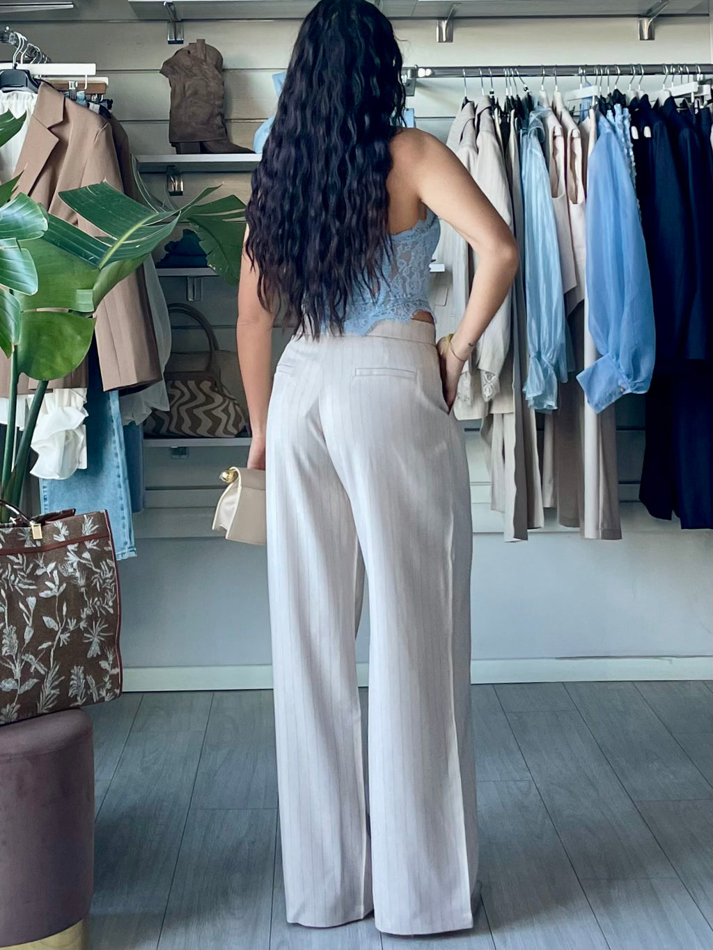Tailleur Ginevra  gessato beige