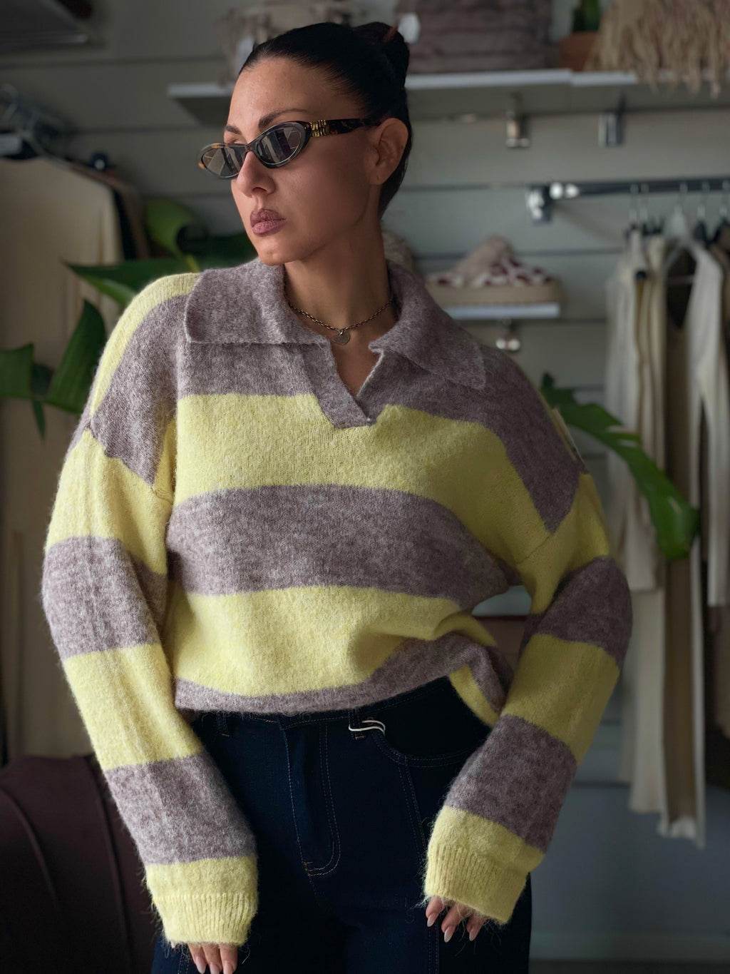 PULL STRIPES YELLOW MISTO LANA