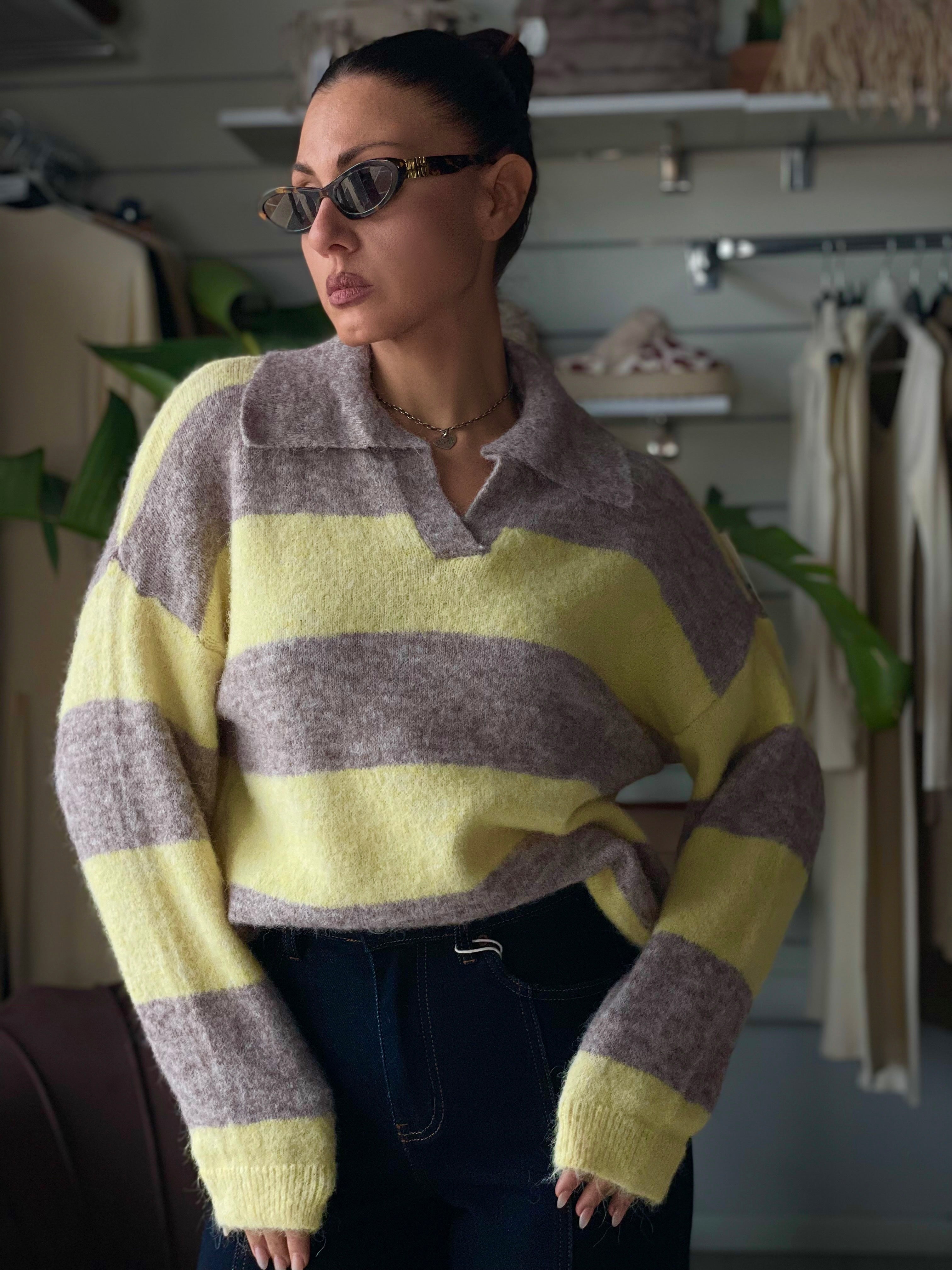 PULL STRIPES YELLOW MISTO LANA