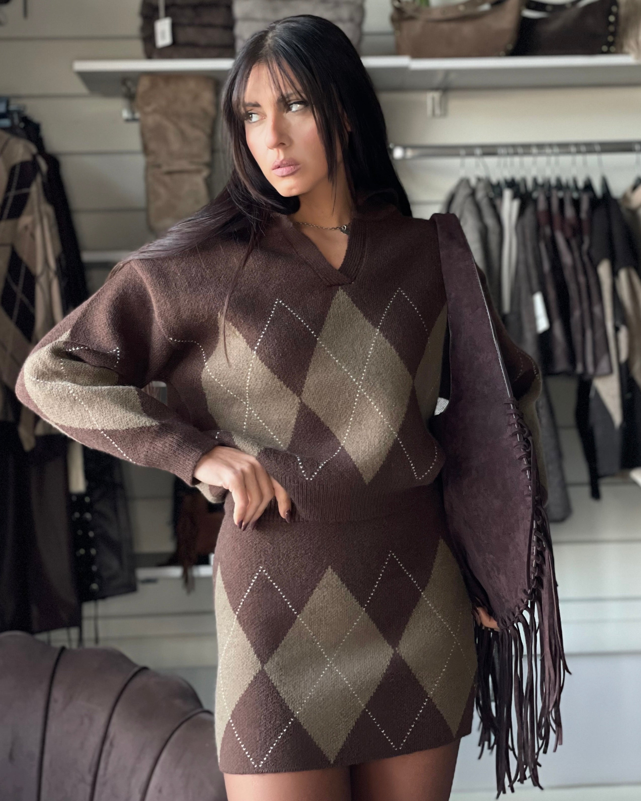 PULLOVER ROMBI BROWN