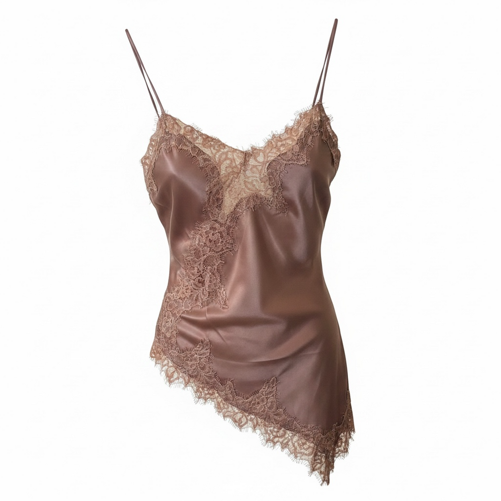 Top in raso con pizzo