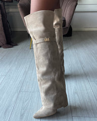 CAMI STIVALE OVERKNEE CON RISVOLTO Beige