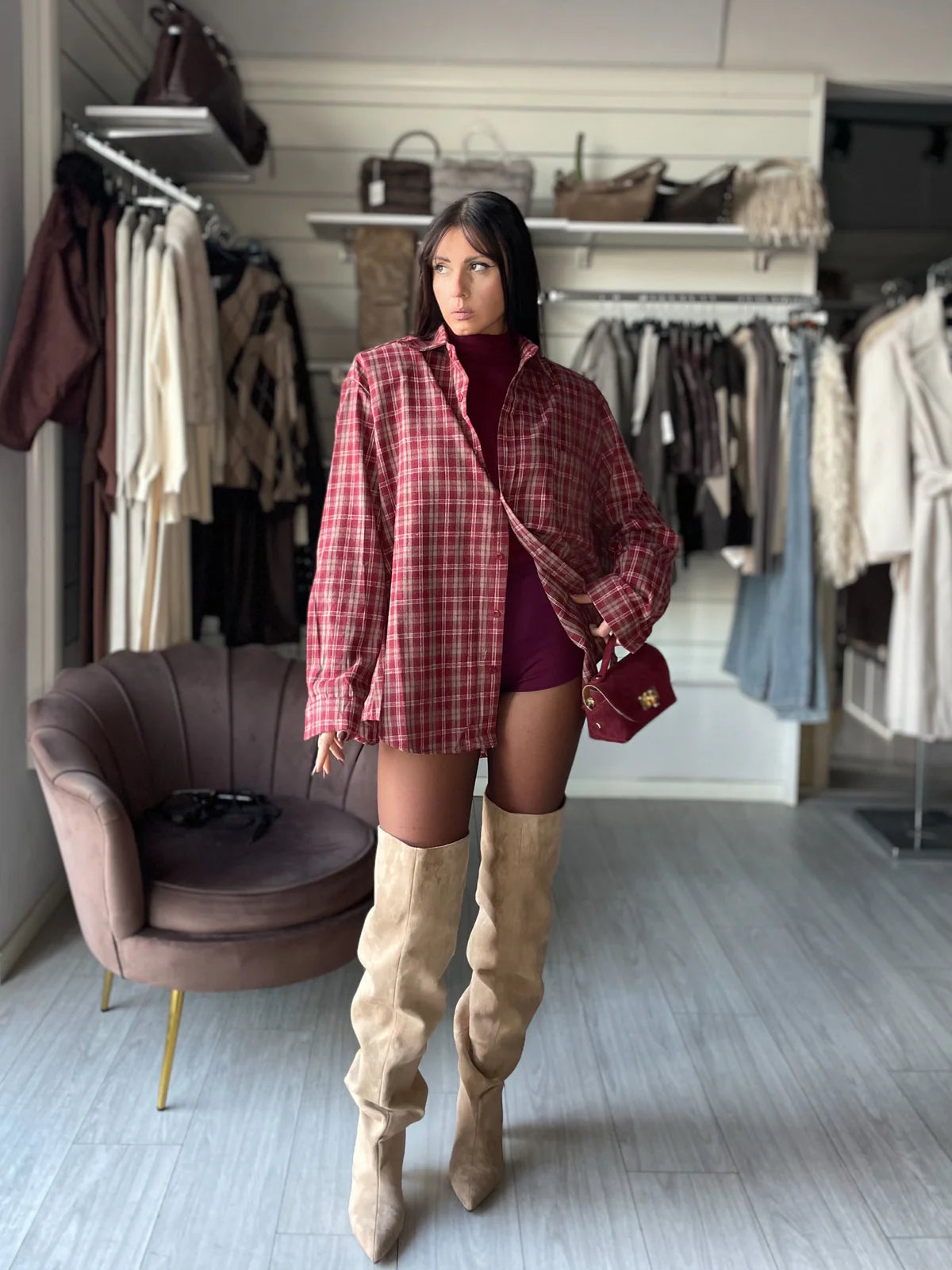 Dolcevita in lycra bordeaux